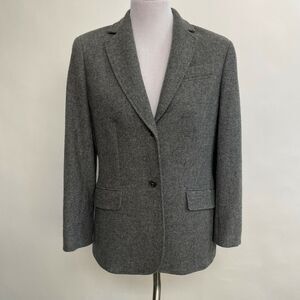 Lands' End Women's Blazer 10 Gray Wool Mohair Blend Lined